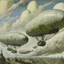 Placeholder: A white sky filled with flying airships painted by Vincent van Gogh