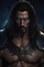 Placeholder: Portrait of an Olive skinned muscular evil male with long dark hair, blue eyes and a goatee beard, scowling, photorealistic, 4k, dark fantasy