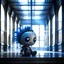 Placeholder: cute hairy punk chat robot photo shoot in big train hall, 8k, downlight, soft light, depth of field, photorealism, trending on art station, lotsa detail, smoke and fog