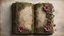 Placeholder: ancient spellbook, cover made from flowers, vines, tattered, loose pages