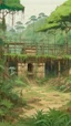 Placeholder: A tan prison in a dry prehistoric jungle painted by Hashimoto Gaho