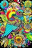 Placeholder: amazing mandala cute bird, colorful backwornd, adult book cover