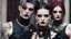 Placeholder: goth fashion, women and men in nice goth clothes and jewelry, black, silver, gold, burgundy fashion colors, High detailed, sharp focus, looking at the camera, cinematic, masterpiece, high realistic, fashion photo