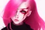 Placeholder: girl angry, beautiful, cute, bloody, pink hair, black sweater