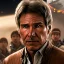 Placeholder: 8k hyperspace background,complete and photo realistic detailed head to waist stunning, extrem photo realistic portrait of harrison ford as han solo in star wars with short lenght, photo realistic hair, brown eyes, professional majestic photo realistic painting by drew struzan, trending on artstation, Intricate, Sharp focus, rough skin,space outfit