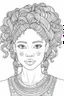 Placeholder: front position african girl face with beautiful hairstyle coloring book cover