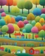 Placeholder: a whimsical multicolor forrest line, on the horizon, by Iwona Lifsches