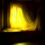 Placeholder: An ethereal dreamscape filled with dark golden mist, soft dark yellow light floating through translucent curtains, a peaceful intimate space, abstract shapes of a bed and window barely visible, surreal atmosphere, inspired by quiet romantic dreams, floating fabric, silence and warmth, painterly style, nighttime