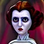 Placeholder: extrem tim burton style of princess leia, sharp focus,3D, ultra detailed