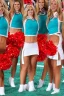 Placeholder: portrait, lady, full body shot, medium shot, style of Miami dolphins cheerleaders