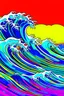 Placeholder: wallpaper wave art image extremely detailed with royal blue code, red rose color code, and bright yellow color code