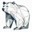 Placeholder: shape of a bear, low poly 2D letterpress style, minimalistic high contrast pencil art