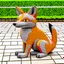 Placeholder: A cute fox that is smooth and appears to be made of tiles