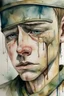 Placeholder: Watercolored crying soldier