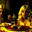 Placeholder: Horror movie shot, hot party, breest, die, ultra realistic, dine, pastel, ultra chaos, fetus, drink, sublime, realistic hot blonde women, pieces of meat, De Chirico, satanism, pieces of organs, light, 1970's Italian horror movie, sinister, ornate, Dario Argento, dadaism, 4k, photorealism