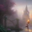 Placeholder: cinematic, majestic female barbarian, bodybuilder woman, bokeh, castle fortress, by thomas kinkade mark keathley terry redlin