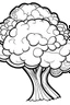 Placeholder: coloring page with broccoli, Very Simple, very Bold outlines, black and white, no shadows,