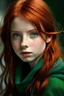 Placeholder: A girl with red hair and green eyes and she is in the world of harry potter