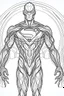 Placeholder: outline art An evolved Superman.alien.Of the black species. And metal . cinematic lighting, high resolution 3D render art coloring pages with witch, white background, Sketch style, full body, use outline, Mandala style, clean line art, white background, no shadows and clear and well