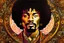 Placeholder: a stylized abstract illustration of Jimi Hendrix from calligraphic letters, flourishes, and swirls , finely drawn and inked, in classic Medieval calligraphy, 4k, hyper detailed in the style of EL SEED and vibrantly colored in the style of GUSTAV KLIMT