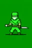 Placeholder: a pixel art-style, simple 64-bit Ninja with a green outfit, retro gaming shinobi graphic style