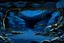 Placeholder: A dark blue underwater cavern designed in Navajo woven art painted by John Brack
