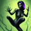 Placeholder: This spider woman is a formidable creature, with the body of a human woman and the head and legs of a spider. Her skin is covered in shimmering black scales, and her eyes glow a bright, otherworldly green. She is fast and agile, able to climb walls and ceilings with ease. She has venomous fangs and sharp claws, and she can spin webs of magical energy to ensnare her enemies. She is intelligent and cunning, and she is feared by all who encounter her in the realm of fantasy. She is often summoned b