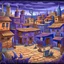 Placeholder: A light purple Day of the Dead themed town designed in Mexican folk art painted by Vincent van Gogh