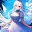 Placeholder: 8k, Girl, high quality, detailed, white hair, heterochromia blue and red, beautiful lighting, vibrant colors, dress