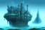 Placeholder: realistic and detailed concept art of a submerged city nestled on the bottom of the Atlantic Ocean, underwater, subaqueous drawing, high quality, high resolution, detailed, 4K,