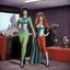 Placeholder: Shahna the humanoid drill thrall ready to battle Captain Kirk in "The Gamesters of Triskelion" 1968. Yes, the carpet matches the drapes and in the 1960s and 1970s carpeting was standard. Even into the 1980s.