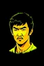 Placeholder: Bruce Lee American martial artist face cartoon 2d