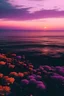 Placeholder: aesthetic, sunset, flowers, sea, purple