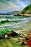 Placeholder: A beach near a whirlpool painted by Claude Monet