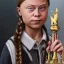 Placeholder: portrait Greta Thunberg checkmate at chess