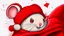 Placeholder: fantasy cartoon style illustration: red mitten with a little cute mouse peeking out