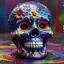 Placeholder: ((melting mexican day of the dead sugar skull)), covered in acrylic paint, colourful drizzle, fluid form, glossy texture, Pixar 3D animation style, plasma punk, ((Ritualistic, hand painted art)) iconic, CGI, Photorealistic cg, digital painting, conceptual, depth of field, pop surrealism, vibrant, enegetic, Guillermo Del Toro, detailed, stylish and visually expressive, soft lighting, smooth surface, surreal art, recursive ray tracing, rim lighting, cgsociety, Maya, Houdini VFX, Octane render, 4K