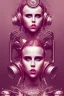 Placeholder: Danish singer MØ face,Abstract steampunk, pink tones,