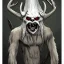 Placeholder: Wendigo monster with bat face and white skin as Russian Orthodox