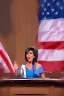 Placeholder: This lady having a presidential speech paiting