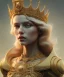 Placeholder: Statue of Queen of photography. Cute blonde woman. Photographer in golden crown. Standing on the street. Big camera in her hand. hyperdetailed, photorealistic, trending on artstation, greg rutkowski, beksinski, kodachrome