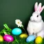 Placeholder: Easter bunny with eggs creepy photo