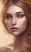 Placeholder: Portrait of beautiful women, correct facial symmetry, golden crown, dark brown hair, dark background, white flowers, loish style, painting, 8k, colorful, brush strokes,