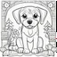 Placeholder: coloring book page of a dog