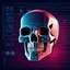 Placeholder: FLAT VECTOR LAYERED IMAGE OF CYBERNETIC SKULL PARTS IN A SCHEMATIC