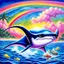 Placeholder: fantasy 90's tcg art of pearlescent manta ray in ocean paradise