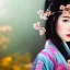 Placeholder: close up of stunning, gorgeous Japanese woman in traditional kimono with intricate jewels in hair, cherry blossoms, fog and mist, 8k, high-quality, fine-detail, intricate, detailed matte, digital art, soft, dreamy, brian froud, howard lyon, selina french, anna dittmann, Greg Rutowski, anne stokes, alphonse mucha