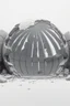 Placeholder: Collapsed shell — dome that partially sinks according to a weakening algorithm; deformed panels; open joints; gray-opaque atmosphere; data-generated sense of ruin.