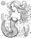 Placeholder: A real simple l mermaid, coloring image,