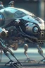 Placeholder: Fly, mechanical, cyborg, close-up, ultra-detail, 3D rendering, parked on the ground